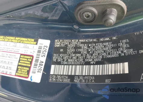 2012 Toyota Sienna Le V6 8 Passenger из США, поврежденный, VIN 5TDKK3DC8CS205172